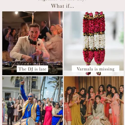 What if the DJ is late or the Varmala is missing? My job is to handle the "what ifs" so you don't have to. This graphic highlights the common wedding-day issues that my team and I expertly manage.