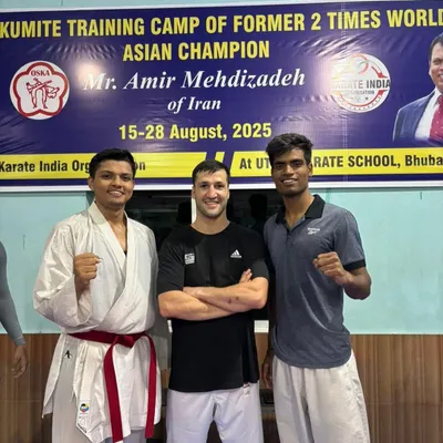 Our students get opportunities to learn from the best in the world. Here, they are seen at a national camp with Sensei Amir Mehndizadeh, a two-time World and Asian Champion from Iran.