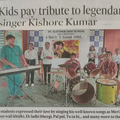 A proud moment for our academy as our students are featured in the Hindustan Times newspaper. The article highlights their tribute performance to the legendary singer Kishore Kumar, a great achievement for our young musicians.