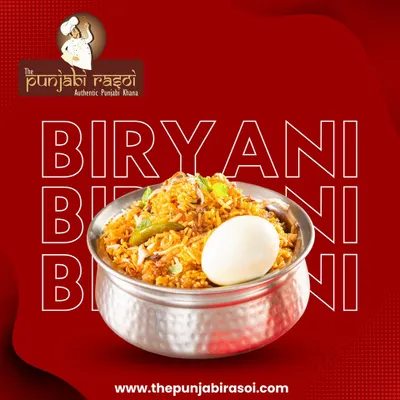 Swag da Biryani! Our biryani is where every grain of rice dances with authentic Punjabi flavor, served with a boiled egg for a complete meal.
