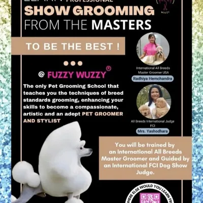 When you learn with us, you learn from the masters. I am an International All Breeds Master Groomer, and my mother, Mrs. Yashodhara, is an FCI International Dog Show Judge. We provide dual expertise you won't find anywhere else.