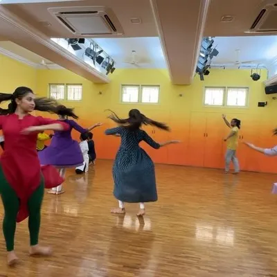 Our Abhinava Dance Company dancers in the midst of rehearsals for the 'Goverdhan Leela' production. The studio is where we refine every movement and synchronize our energies before taking the stage.