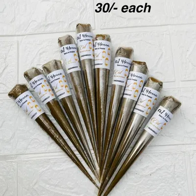 These are my signature Organic Henna Cones, sold individually. Each cone is handmade with 100% natural ingredients to ensure a smooth application and a beautifully dark stain.