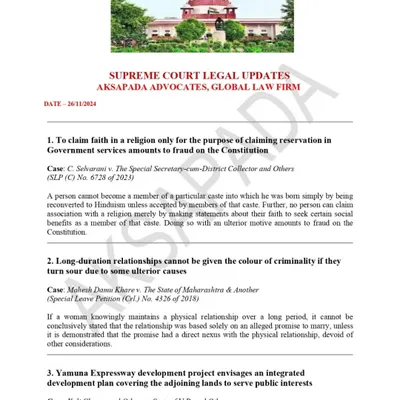 A snapshot of our legal updates, where we distill important Supreme Court rulings. This ongoing analysis helps us build stronger cases, particularly in matters where personal relationships are wrongfully criminalized.