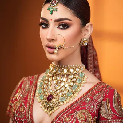 A portrait of regal elegance, this bridal look is timeless.