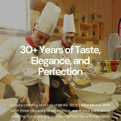 30+ Years of Taste, Elegance, and Perfection. Luxury catering isn’t just what we do; it’s who we are. Our chefs are seen here crafting experiences defined by unforgettable flavours.