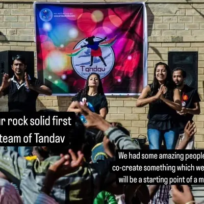 This was our rock-solid first dance team for Tandav. We were just a group of youngsters with a crazy idea to unite people through dance, and it became the start of a movement.