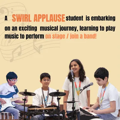 For the aspiring performer, our Swirl Applause track is an exciting musical journey, teaching students how to play music to perform on stage or join a band.