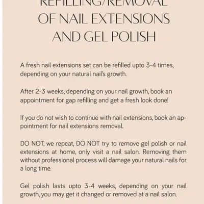 Important information for anyone with nail extensions or gel polish. This guide explains how often you need refills and why you should never try to remove them at home.