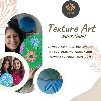 This graphic for my Texture Art Workshop shows the beautiful floral designs you can create using modeling paste. It’s a fun, hands-on class where you learn to build up layers and sculpt petals to make your art pop.