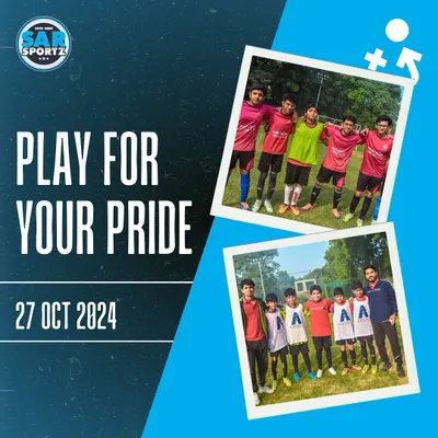 A graphic announcing the "Play for Your Pride" event on October 27, 2024, with photos of our teams.