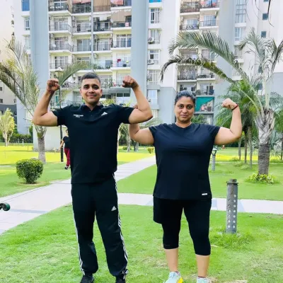 Training together with a dedicated female client. Strength is for everyone.