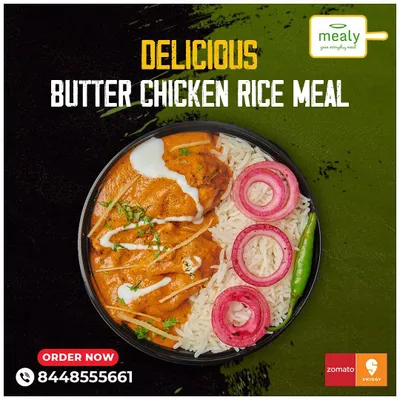 Our Butter Chicken Rice Meal is a top seller for a reason. We use a classic recipe for the rich, creamy butter chicken and pair it with perfectly cooked basmati rice, garnished with fresh cream and onion rings.