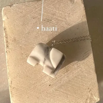 I was so thrilled to see the talented Guneet Monga wearing my signature 'haati' pendant. Carved from howlite, this elephant charm for patience and calm was a perfect complement to her work on "The Elephant Whisperer."