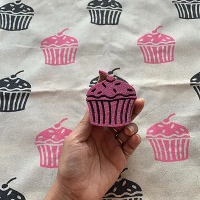 To celebrate Women's Day, we hosted a free block printing activity at a local mall. This image shows our cupcake block, which participants used to print their own tote bags. It was a wonderful opportunity to learn a new skill and celebrate the creative spirit in all of us.