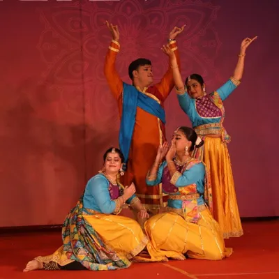 A scene from our Ramayan performance during the Vijayadashami celebrations, where my students and I enact a moment from the epic tale.