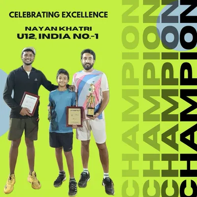 Celebrating a major milestone with Nayan Khatri, who fought his way to the India No. 1 spot in the U12 AITA rankings. This is a result of our structured junior tennis development program.