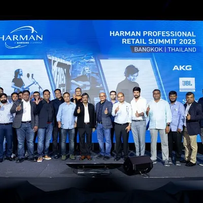 Our team on stage at the Harman Professional Retail Summit 2025 in Bangkok. This award for 'Phenomenal Growth' reflects our collective effort and dedication to pushing the boundaries of audio-visual services in India.
