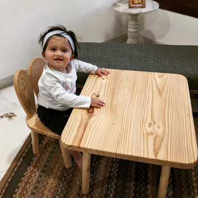 This little one looks so happy at her own bunny chair and table set. I design this furniture to be the perfect height for toddlers, giving them a dedicated space for drawing, snacking, and playing.