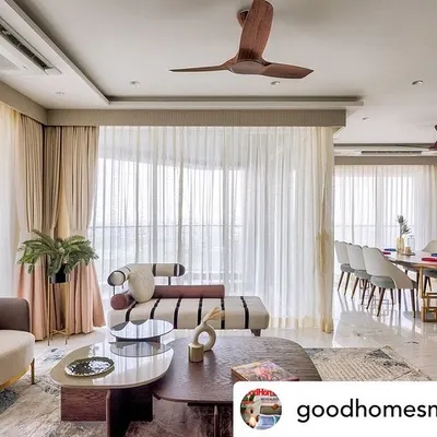 Featured in Good Homes Magazine, this open-plan living and dining area in Powai was designed to maximize natural light and views. The neutral palette and carefully selected furniture create a calm, elegant, and seamless flow between spaces.