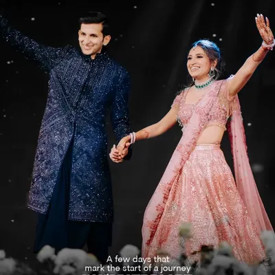 A few days that mark the start of a journey you're yet to live. This couple's grand entrance at their Sangeet sets the tone for a night of celebration and joy.