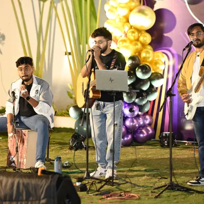 My full band in action at a 40th birthday celebration. We provide a complete sound with vocals, guitar, and percussion, perfect for getting guests in a festive mood.