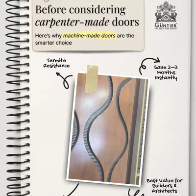 Forget the delays and errors of carpenter-made doors. My machine-made doorsets offer flawless precision, termite resistance, and save you months of on-site work. It's the smarter choice for builders, architects, and homeowners.