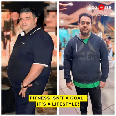 A powerful visual of a member's weight loss journey. This transformation from a heavier build to a fitter, healthier physique shows what's possible with dedication.