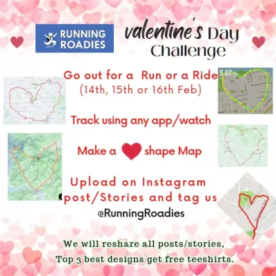 Our Valentine's Day Challenge is all about getting creative. We challenge our community to run or ride a route that creates a heart shape on their GPS map. The best designs win free t-shirts.