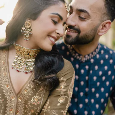 A close and intimate portrait of Rishi and Krishna during their destination wedding in Bali, capturing the warmth and love that brought them together from New Zealand.