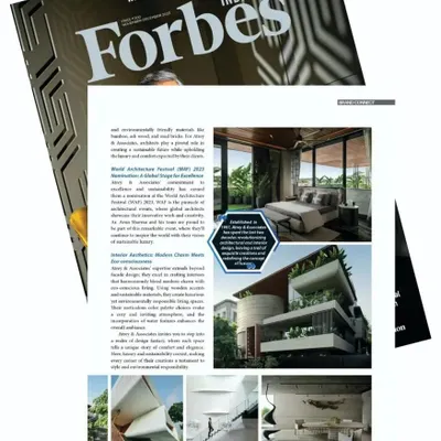 I am proud to share this exclusive feature in Forbes India, which covers my architectural masterpieces and my philosophy of crafting sustainable luxury. It highlights how I blend aesthetics with sustainability to create spaces that are both beautiful and responsible.