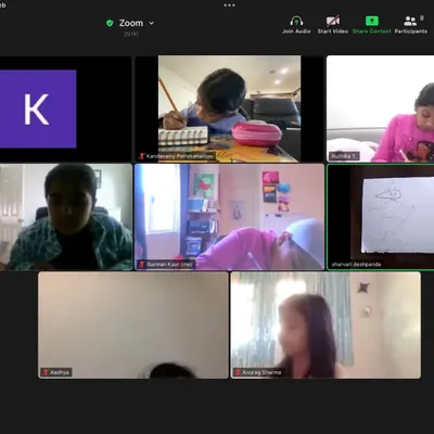 A screenshot from our online child development program for students in the USA and Canada. Even across different time zones, we connect to learn and create together.