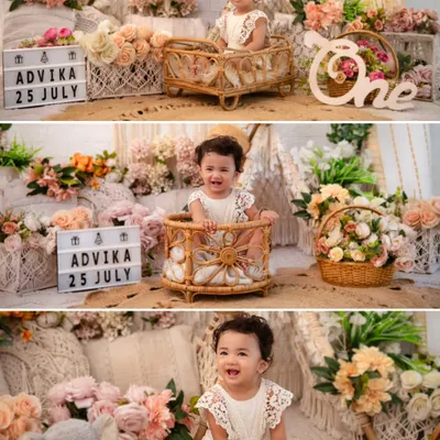 A collage celebrating a first birthday in my popular boho theme. I capture a variety of shots, from playful moments in the wicker basket to sweet smiles, telling the complete story of their special day.
