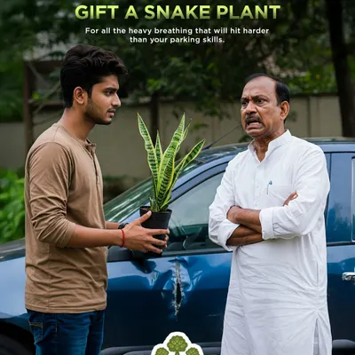 For all the heavy breathing that will hit harder than your parking skills, gift a Snake Plant. It's a humorous and helpful way to say "chill, Dad" and clear the air, literally.