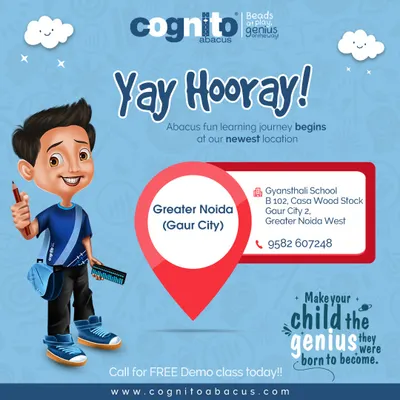 We are now open in Greater Noida West (Gaur City). Our center at Gyansthali School offers a convenient location for families in the area looking for quality abacus brain development classes.
