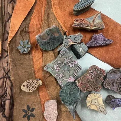 We love experimenting with new materials. Here, we're printing nature-inspired motifs on rare bark cloth to create these unique statement jackets in collaboration with No Borders Shop.