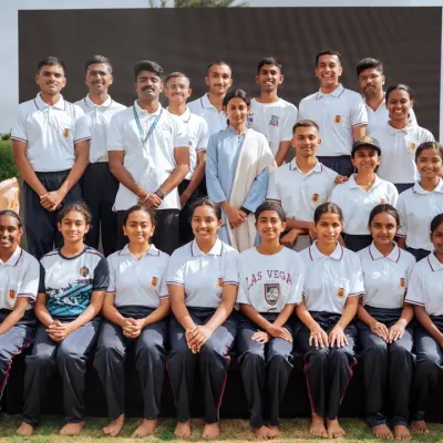 A group photo with the enthusiastic students at the Global Academy of Technology after our International Day of Yoga session. Their insightful questions about meditation and focus were truly inspiring.