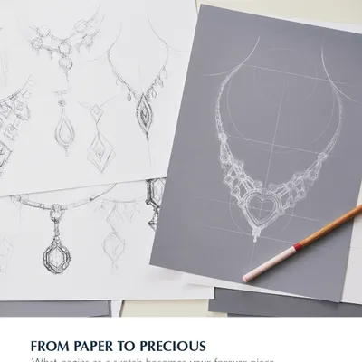 From paper to precious. What begins as a sketch on paper becomes your forever piece. This image shows the initial design phase, where I translate your ideas and feelings into a blueprint for artistry.