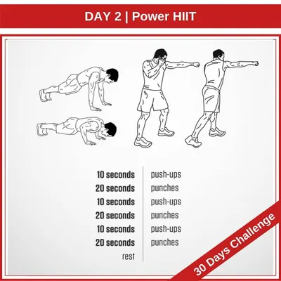 This is Day 2 of our 30-Day Power HIIT Challenge. This routine combines explosive push-ups with rapid-fire punches to build upper body strength and cardiovascular endurance simultaneously.