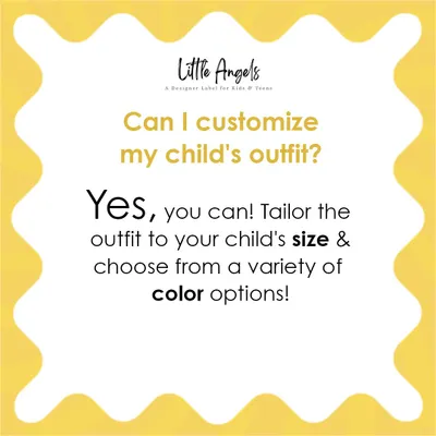 Customization is at the heart of what I do. This graphic explains that I can tailor any outfit to your child's specific size and offer a wide variety of color options to match your event's theme.