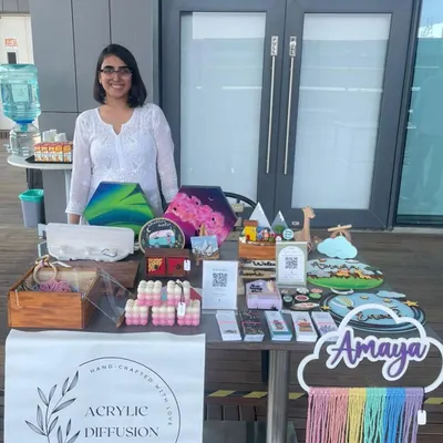 Here I am at my very first stall! It was an amazing experience to display all my handcrafted products and connect with so many wonderful people. Your support for my small business means the world to me.