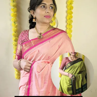 A glimpse from our End-Of-The-Year Sale, featuring the traditional Madurai Cotton Saree in two beautiful colorways.