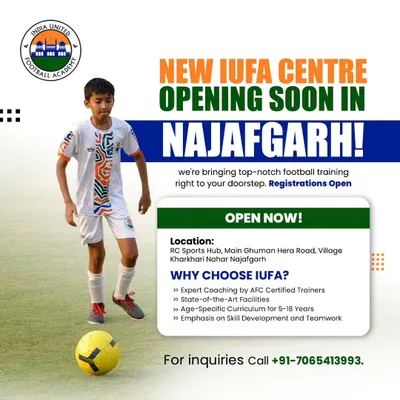 Announcing our new center in Najafgarh! We are expanding to bring top-notch football training with AFC certified trainers and state-of-the-art facilities right to your doorstep.