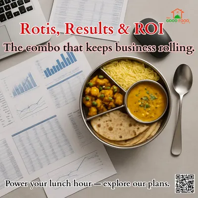 Fuel your team's productivity with a lunch that means business. Our tiffin-style meals, featuring balanced options like roti, sabzi, and dal, are the perfect combo to power through the workday.