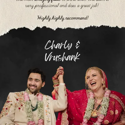 A heartfelt testimonial from Charly and Vrushank. We are so happy we could capture their beautiful cross-cultural wedding and become good friends in the process.
