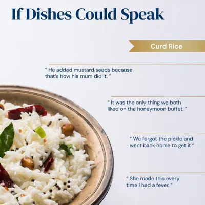 Curd rice is more than a dish; it's a memory. We understand that the most meaningful meals are those that stir the soul, and we craft menus that transform your personal stories into an unforgettable culinary experience.