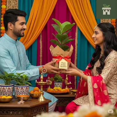 A gift of a plant is a gift of life. We specialize in creating meaningful green gifts for every occasion, like this Fiddle Leaf Fig, beautifully wrapped for a Raksha Bandhan celebration.