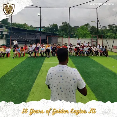 Addressing our players and their families during our 16th-anniversary celebration. Open communication and community involvement are at the heart of our academy.