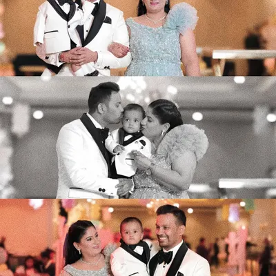A collage of heartfelt family moments from a first birthday party. I focus on capturing the love between parents, grandparents, and the birthday boy.