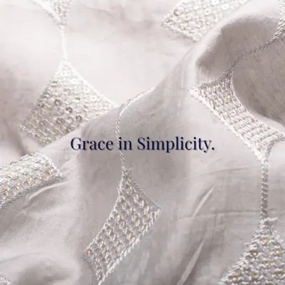 Grace in Simplicity. This image showcases the delicate, geometric sequin work on a fine white fabric, a tribute to tradition and a statement of style made for the modern Indian man.